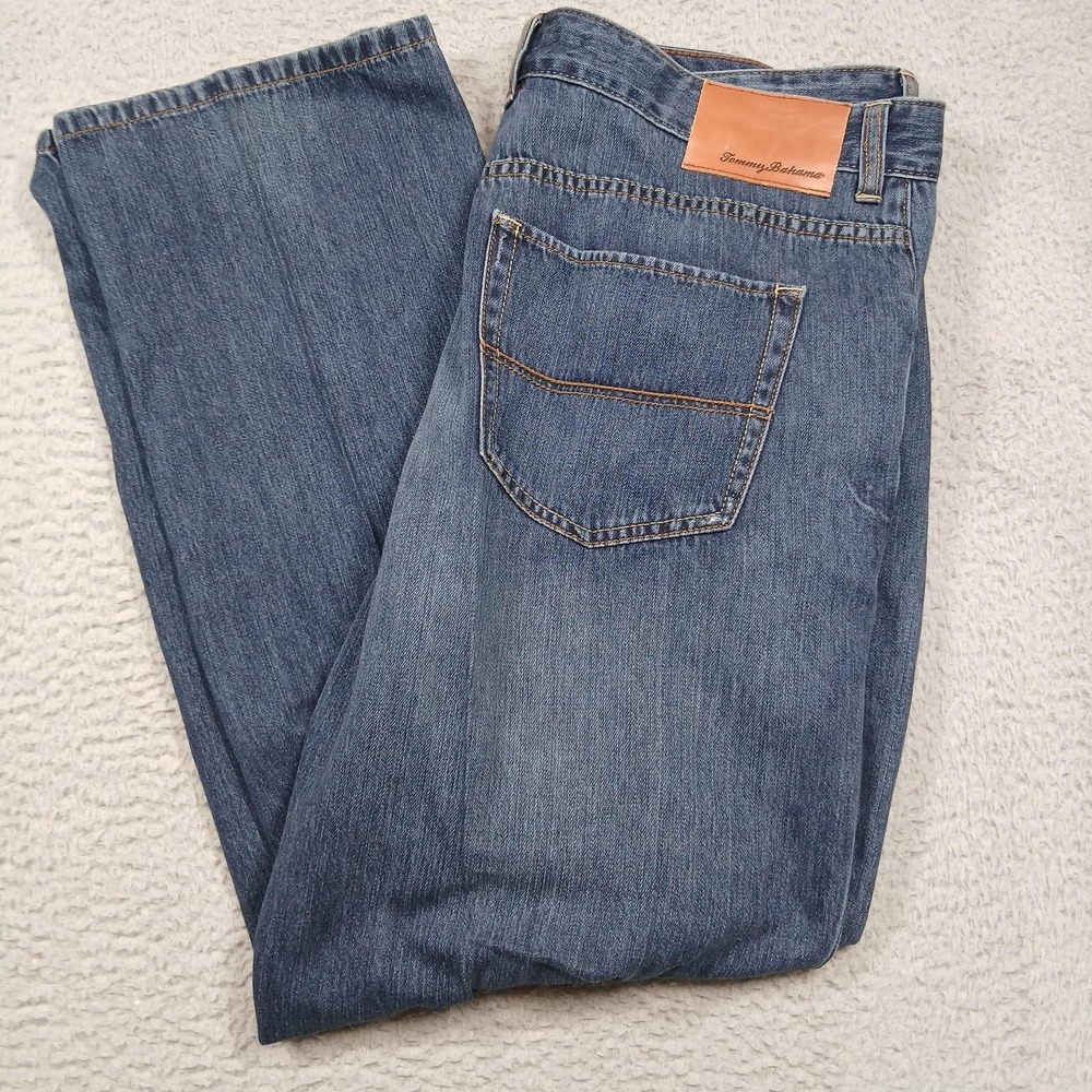 Tommy Bahama Jeans Mens 40x31 Blue Classic Fit Denim‎ Lyocell Blend Straight
